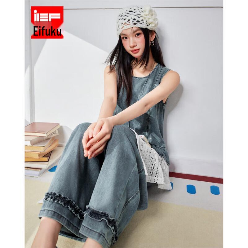 IEF Women s 2026 Summer Korean Denim Two-Piece Set S