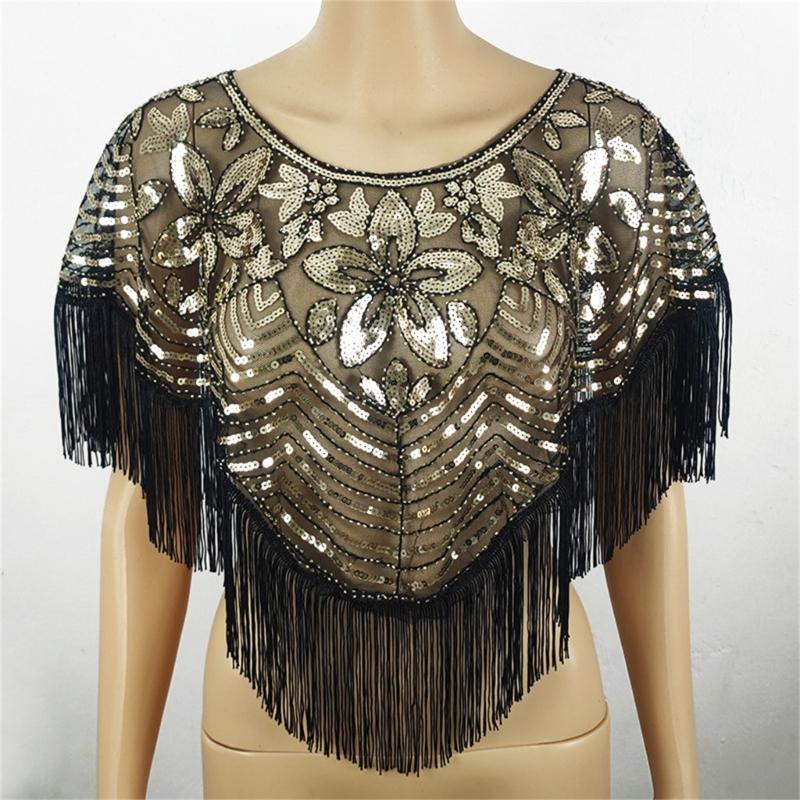 Sparkling Sequined Embroidered Shawl Wrap for Evening Gowns and Dresses Comfortable Wear Capes for Women Special Occasion