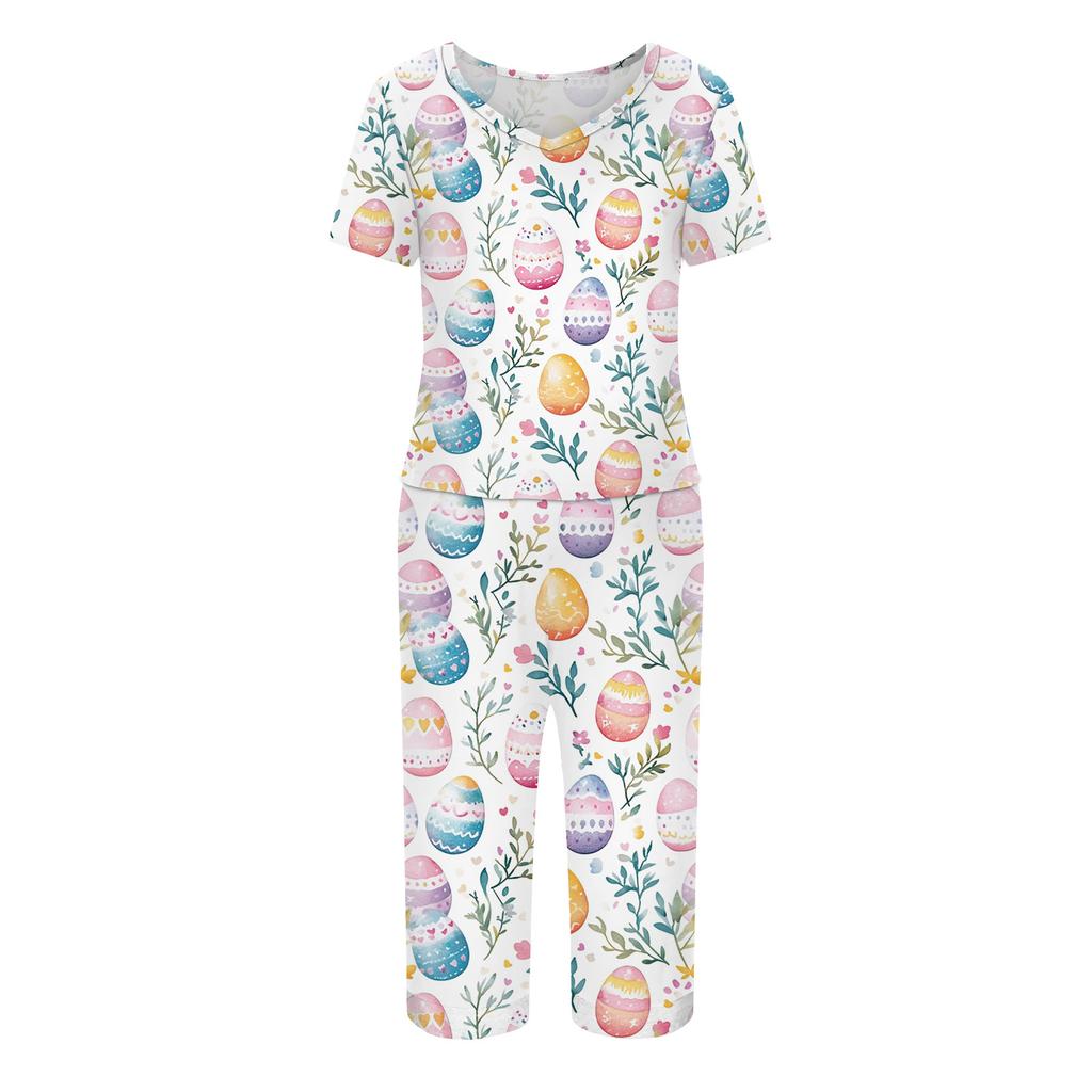 2 Piece Sets For Women Short Sleeve Top And Pants With Pockets Workout Soft  Print Sets