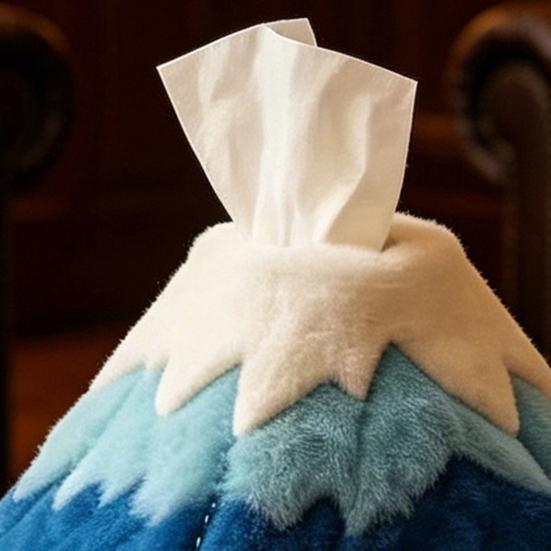 Tissue Box, Mountain Design, Soft Plush Storage Organizer, Multi-Purpose Foldable Tissue Holder for Home Office Car
