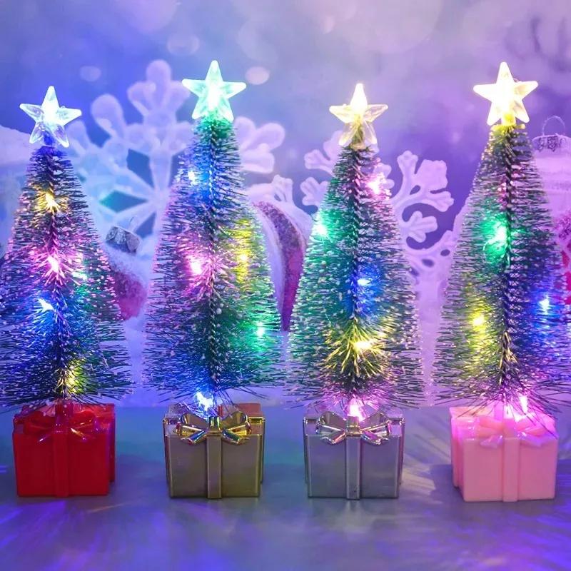 10/1pcs LED Christmas Tree Night Light Mini Colorful Luminous Xmas Tree DIY Candle Lamps Ornaments for New Year Party Home Decor