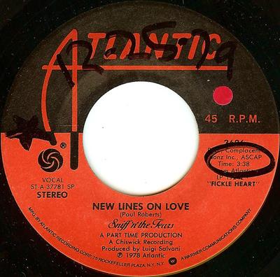 7-palcový singel SNIFF 'N' THE TEARS - New Lines On Love / Fight For Love 3626 Atlantic 1978 US Rock Použitý