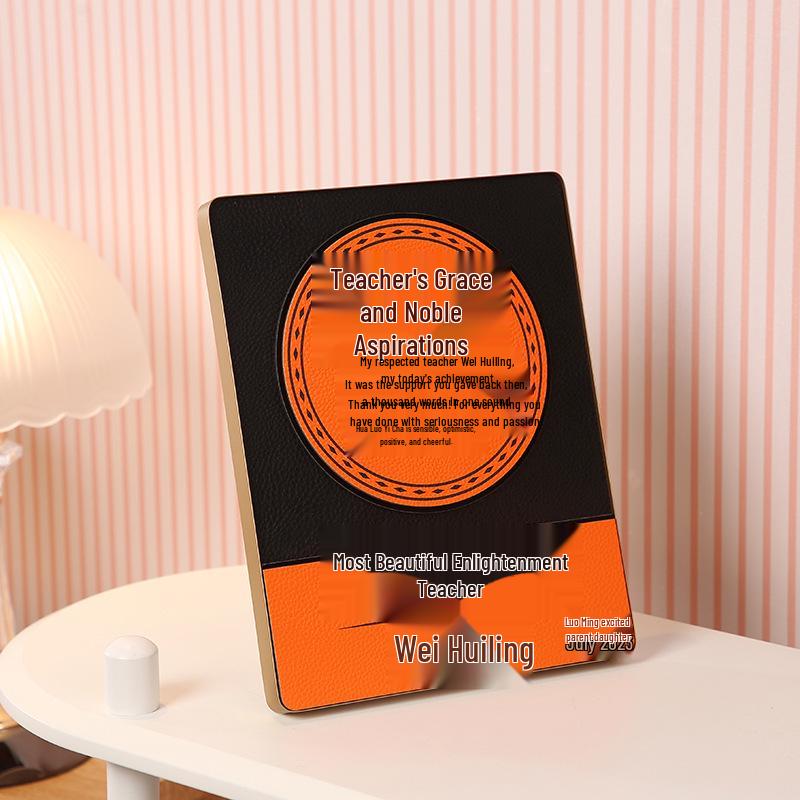 Creative Leather Dealer Certificate and Crystal Trophy with Solid Wood Plate