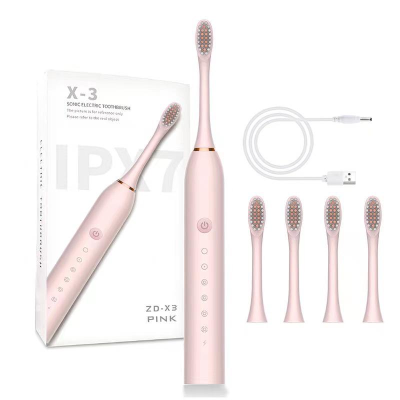 Electric Toothbrush with Soft Bristles, Six-Speed Adjustment, Rechargeable, Suitable for Adults and Children