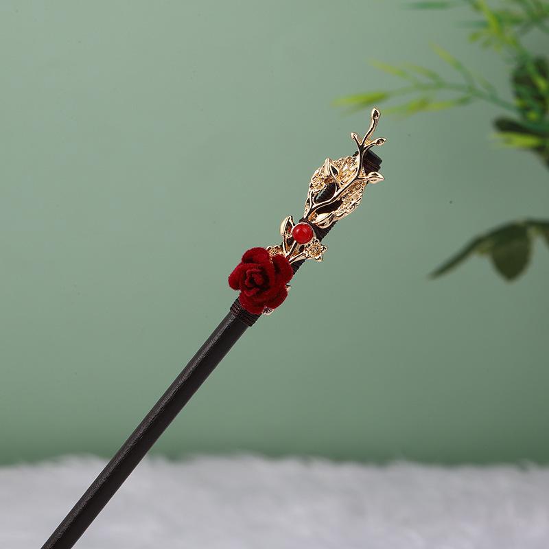 Ancient Style Ebony Imitation Wooden Tassel Hairpin - Hanfu Accessory for Women
