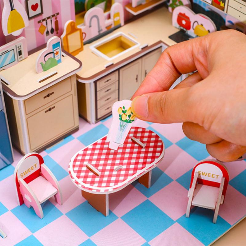3D Stereo Puzzle Kitchen Bedroom Living Room Bathroom Model Handmade Craft Diy Educational Toys Gift For Children Christmas Gift