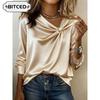 Women's Fashion Casual Solid Color Print Long Sleeve V Neck Blouses & Shirts
