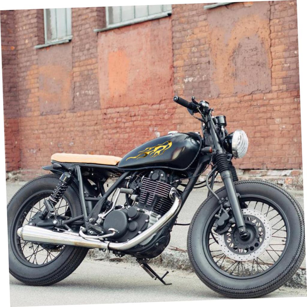 Healifty 1 Set Motorcycle Sticker Motorcycle Decal 3d Decal 3d Sticker Chimney Bracket Chimney Accessories Flame Sticker Yellow PVC 10pcs