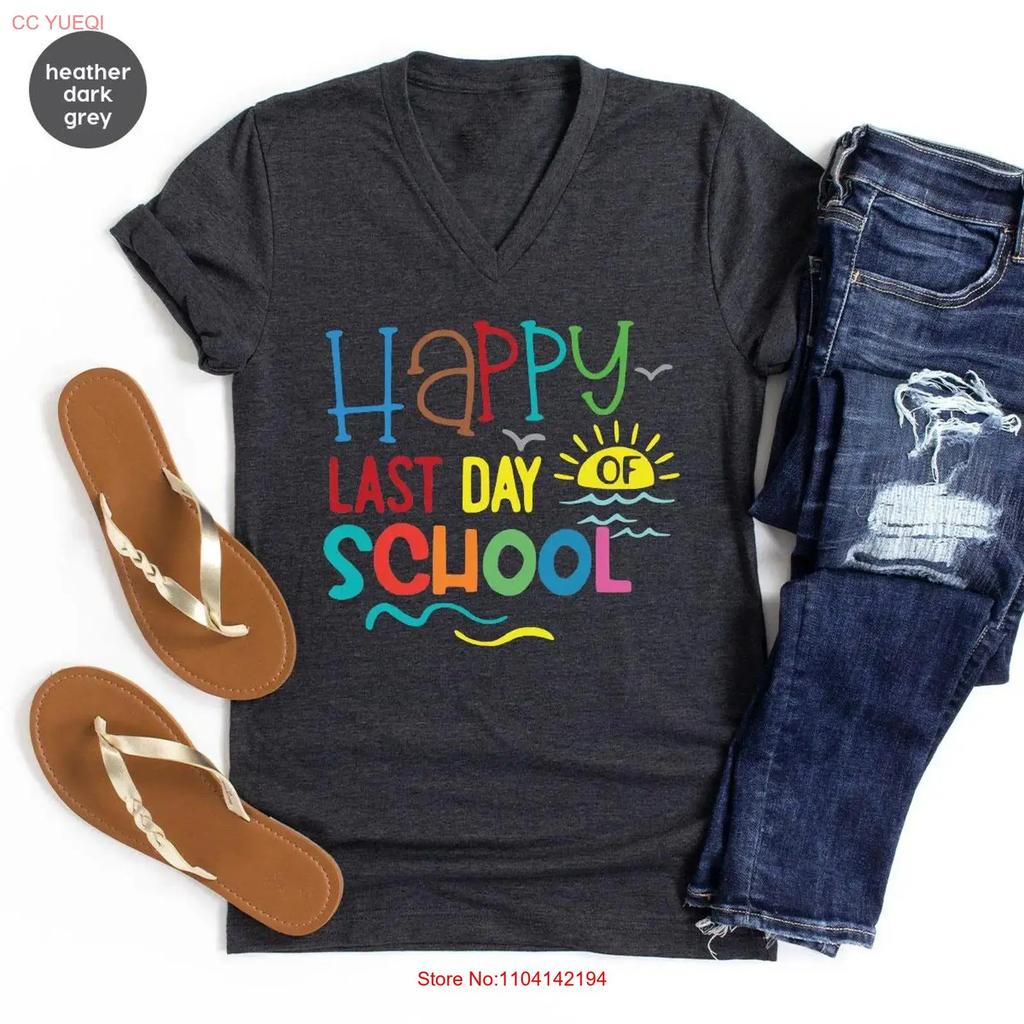 Happy Last Day Of School T Shirt Kids End Schools Out For Summer Year Teacher Vintage Washed Versatile Stylish Streetwear