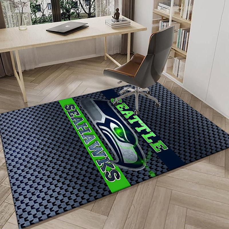 Seahawks Teamgeist Teppich für Büro, Stuhlunterlage, Dekorteppich Wohnzimmer Matte, Große Größe Fan Geschenke Weihnachtsgeschenke