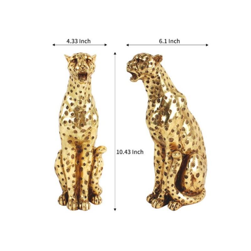 Pryskyřičná ruční výroba Umělá zvířecí socha Zlatý levhart Gepard Zvířecí dekorativní figurky Domácí dekorace Příslušenství