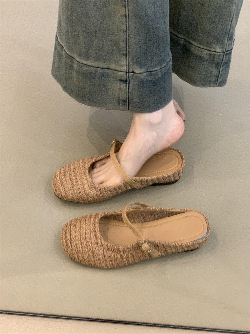 

Праздничный стиль ретро плетеная сумка голова полутяга 2025 маленький человек внутренняя высота увеличение слово Мэри Джейн обувь 40 коричневый