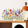 Watercolor Flowers, Plants, Green Leaves, Living Room, Bedroom, Door And Window Decoration Wall Stickers