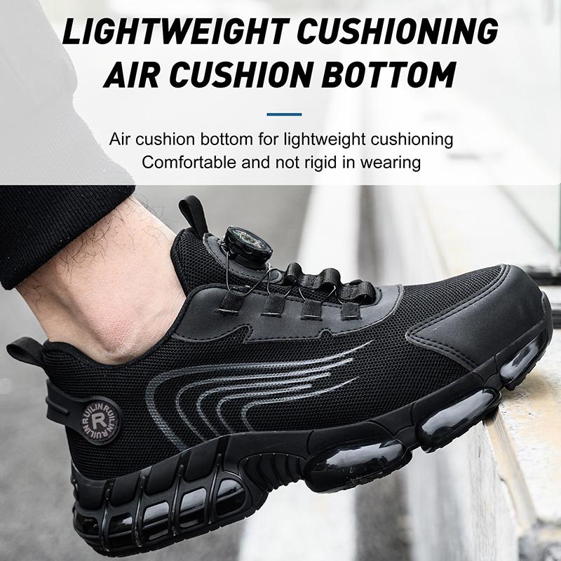 Rotating Button Steel Toe Anti-Puncture Non Slip Work Shoes Man Lightweight Breathable Safety Shoes Men's Work Shoes Boots