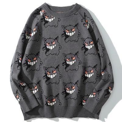 Suéter de hombre Harajuku Gengar, ropa informal estilo Hip Hop, ropa de hombre, jersey de LICRA con cuello redondo, suéteres informales de moda de gran tamaño para parejas