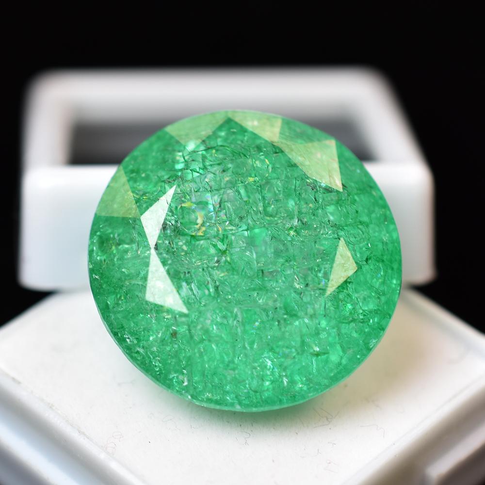 Certified Natural GREEN Emerald 40.85 Ct Brilliant Round Cut Loose Gemstone