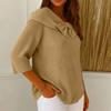 Damen Modischer Strickpullover mit lockerer Passform und Schleifendetail, einfarbiger Freizeitpullover