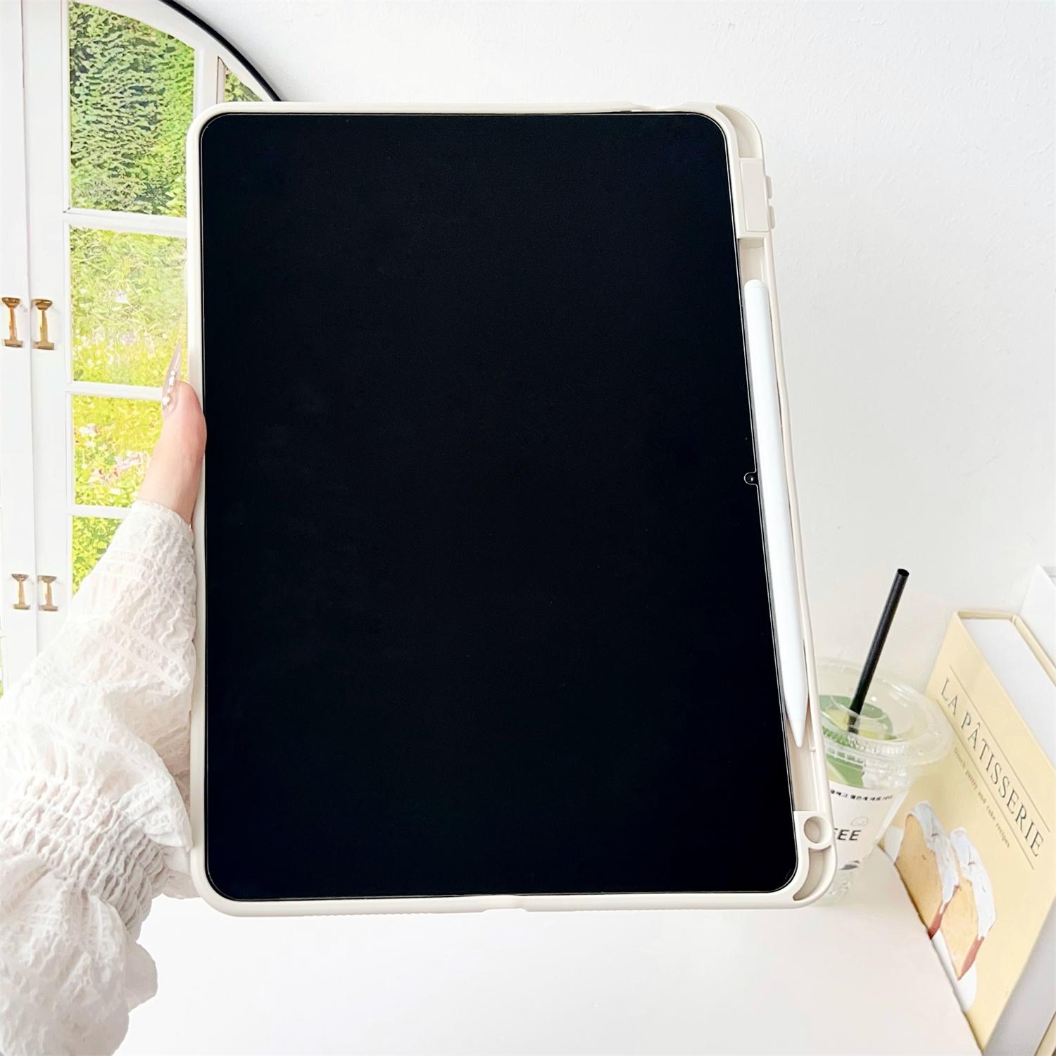 

For Xiaomi Pad 6S Pro 12.4 Case Solid Color TPU Tablet Cover with Pencil Holder White