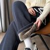 Lamb Velvet Wide-leg Pants Women's Autumn and Winter Chenille Women's Pants Plus Velvet Thick Warm Cotton Pants Corduroy Straight Pants