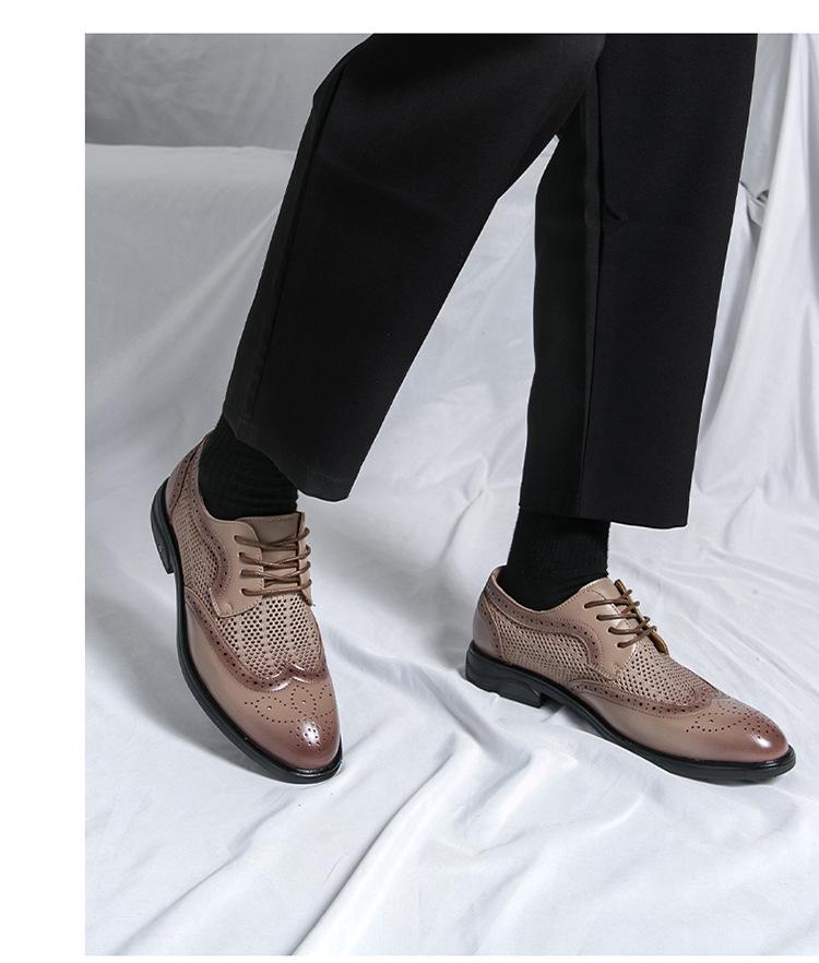 Atmungsaktive Herren-Leder-Sandalen mit Lochmuster (Brogue-Stil) - Sommertrend 2024