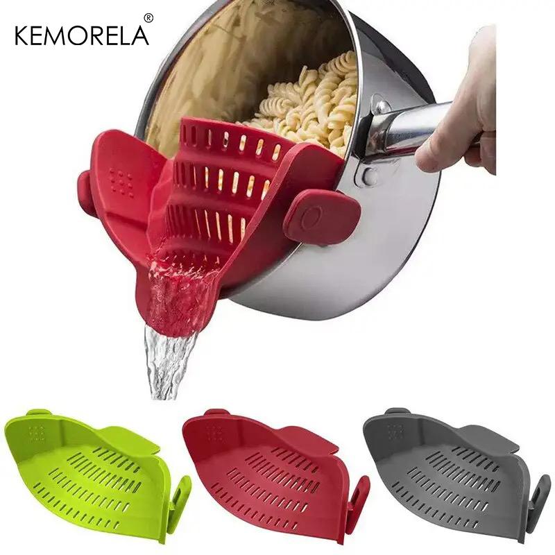 1PCS Food Grade Silicone Pot Strainer Clip Anti Spill Pasta Fruit Vegetable Colander for Kitchen