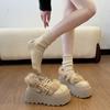 Women's Fur One Thick Bottom Heightening Winter Lightweight Warm Snow Boots Non-slip Wear-resistant Casual Sports Mary Jane Cotton Shoes