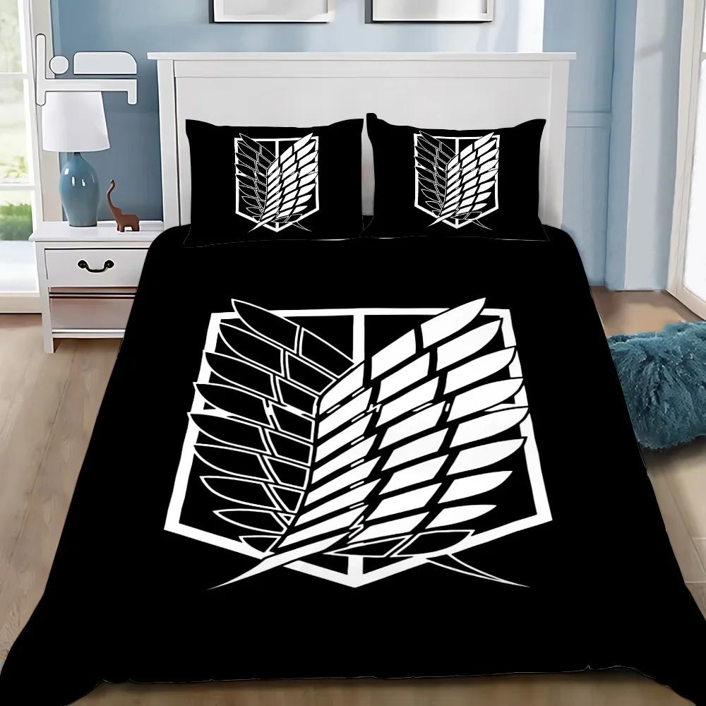 

Cartoon Anime Attack On Titan Duvet Cover Pillowcase Bedding Set Adult Boy Girl Bedroom Decoration Children Single Double Size EU Twin(135x200cm)
