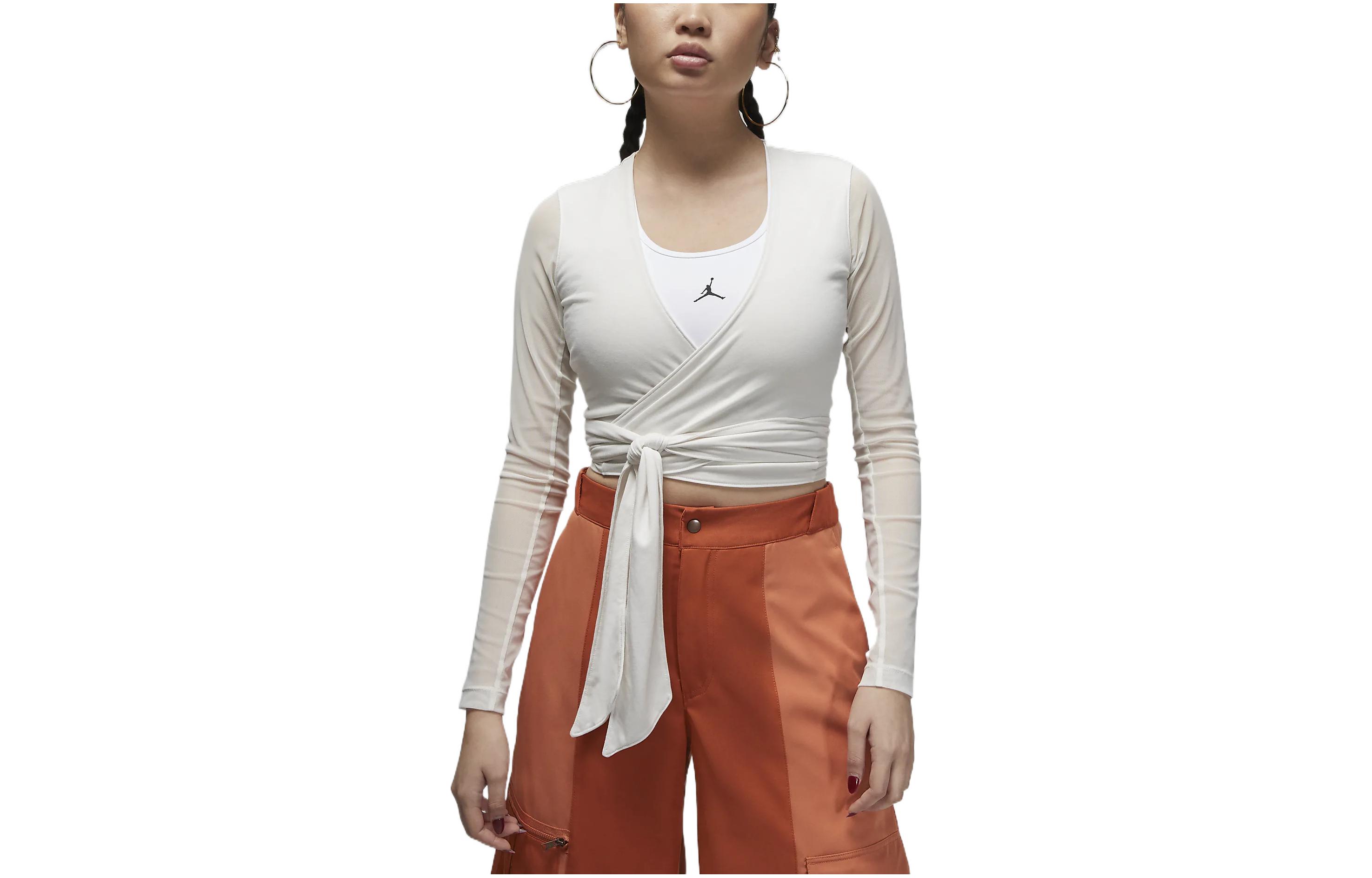 Jordan Crop Tops Women s Phantom Gray White V Neck Moderate DO4500-030 L