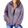 Women Turn-down Collar Winter Coat Long Sleeve Fur Coat Thick Warm Fleece Jacket Fluffy Zipper Cardigan Plus Size Solid Color Tops