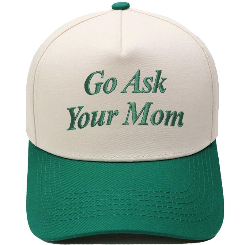 Go Ask Your Mom Embroidery Truck Driver Baseball Cap Color Matching Fun Men's and Women's Casual Sun Hats