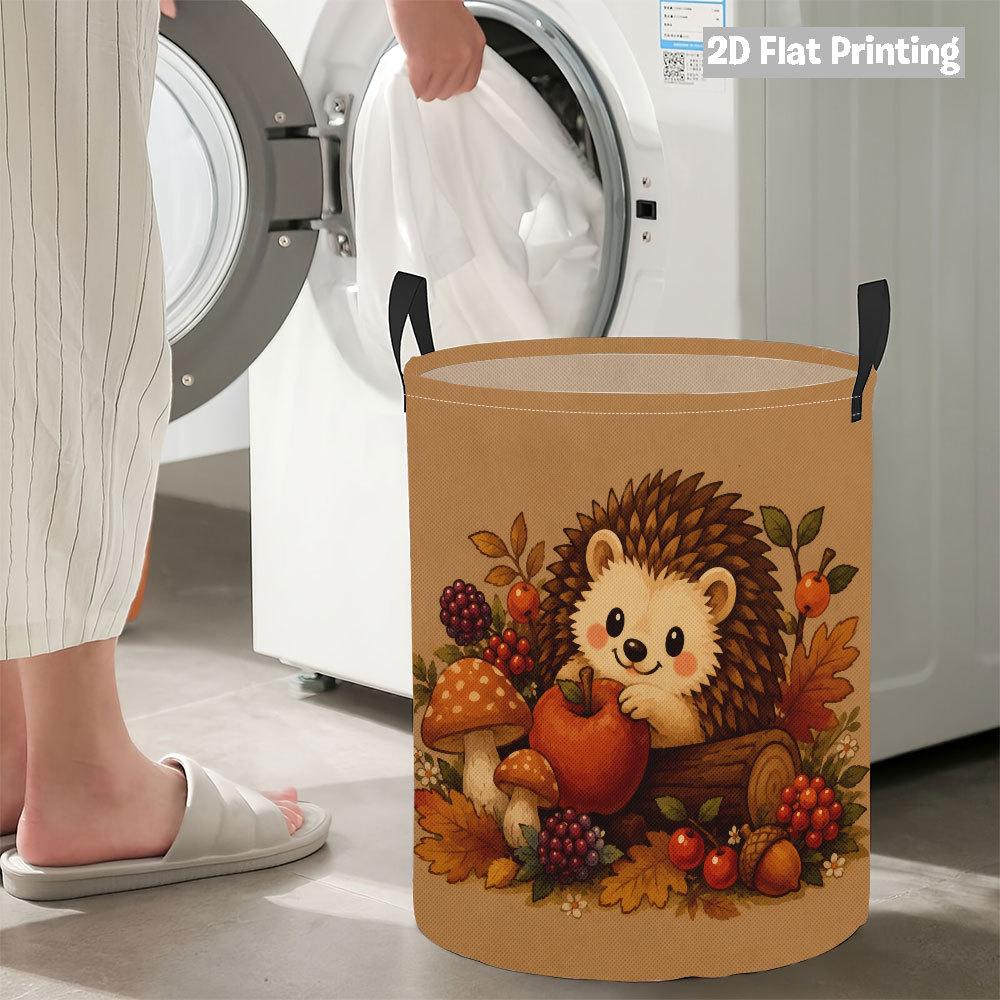 Collapsible Laundry Basket Large Round Waterproof Fabric Hamper Dirty Clothes Storage Bin Toy Organizer with Handles
