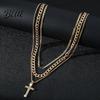 High-grade Texture Jewelry Layered Cross Necklace for Women Rhinestone Crystal