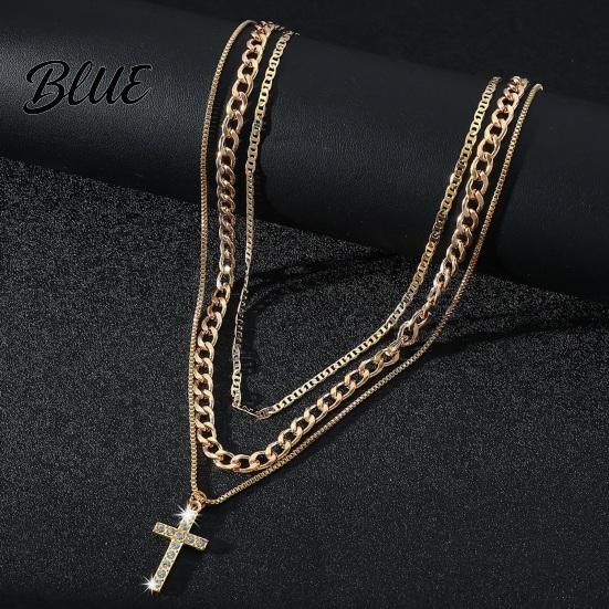 High-grade Texture Jewelry Layered Cross Necklace for Women Rhinestone Crystal