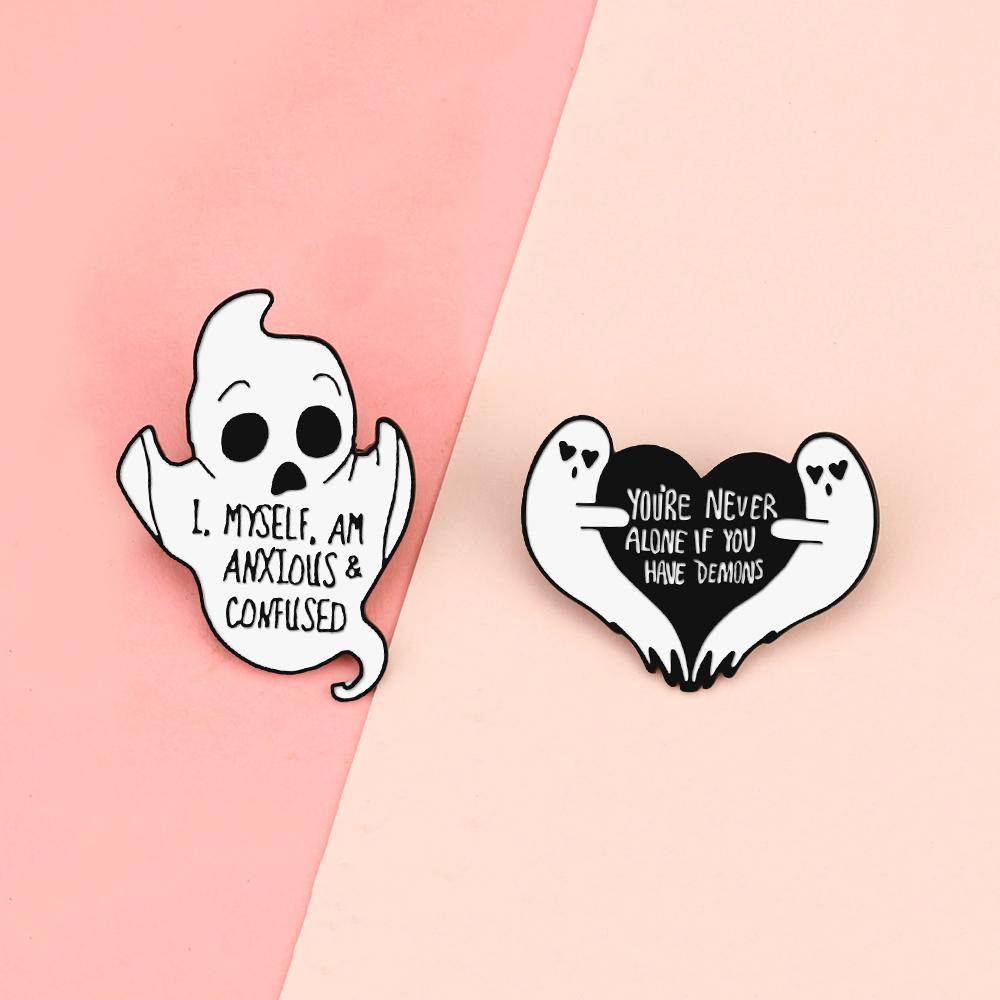 2-3pcs Cartoon Brooch Cute Animal Cats Paw Penguin Lapel Pins Punk Ghost Plant Badges Shirts Bag Jewelry Friends Gifts Wholesale