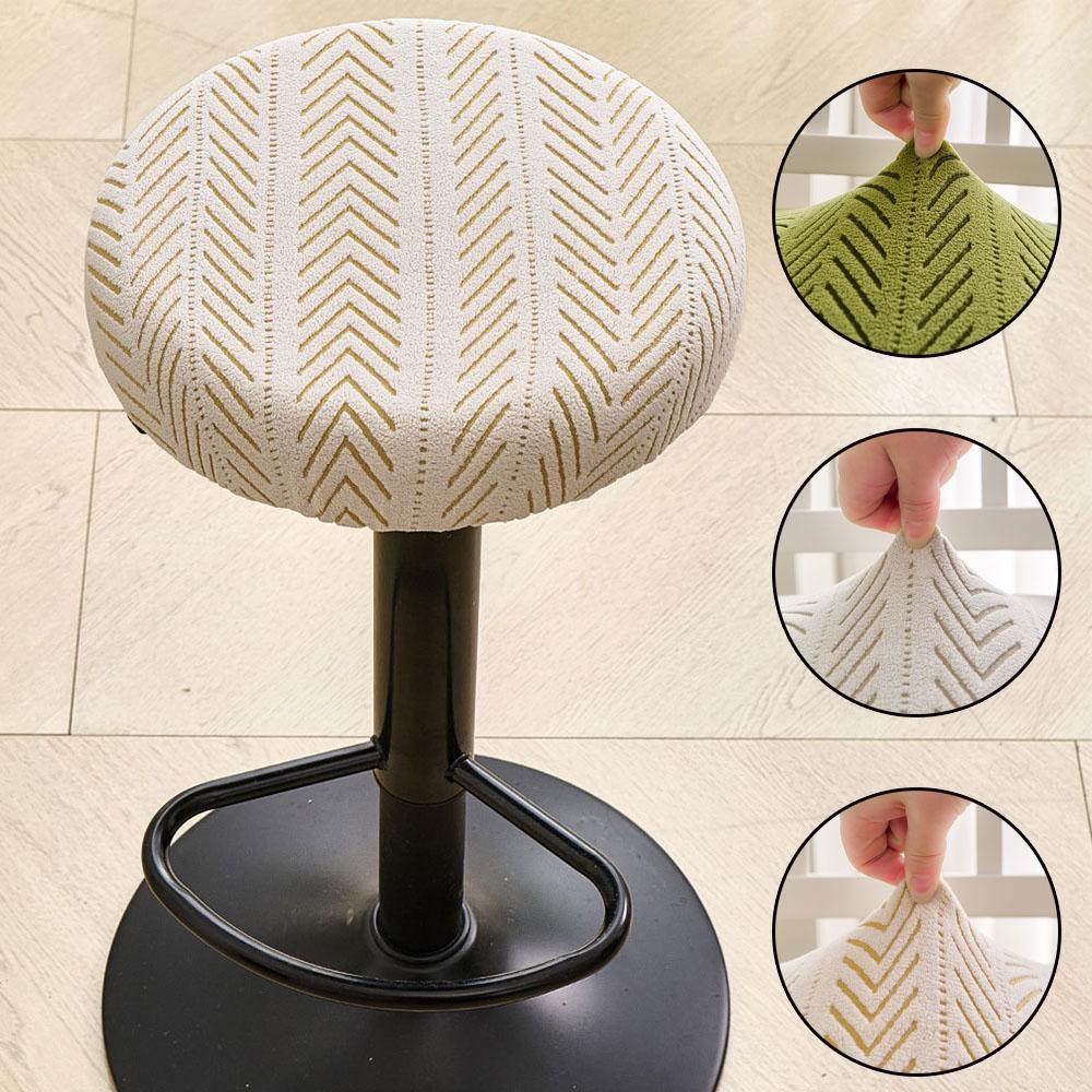 Elastic Diagonal Pattern Round Stool Cover Bar Seat Slipcovers Round Swivel Stool Seat Covers Round Bar Stool Covers Dustproof