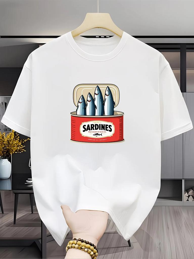 Sardines T Shirt Fish Graphic Tee Vintage Food Print Top Portugal Style Apparel Summer Casual Short Sleeve Clothing Unisex