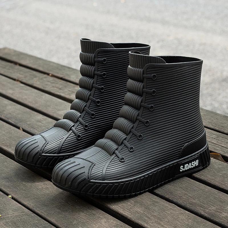 Men's Rain Boots, Four Seasons, Medium Tube Rain Shoes, Kitchen Waterproof And Anti Slip Outdoor Fishing Rubber Shoes