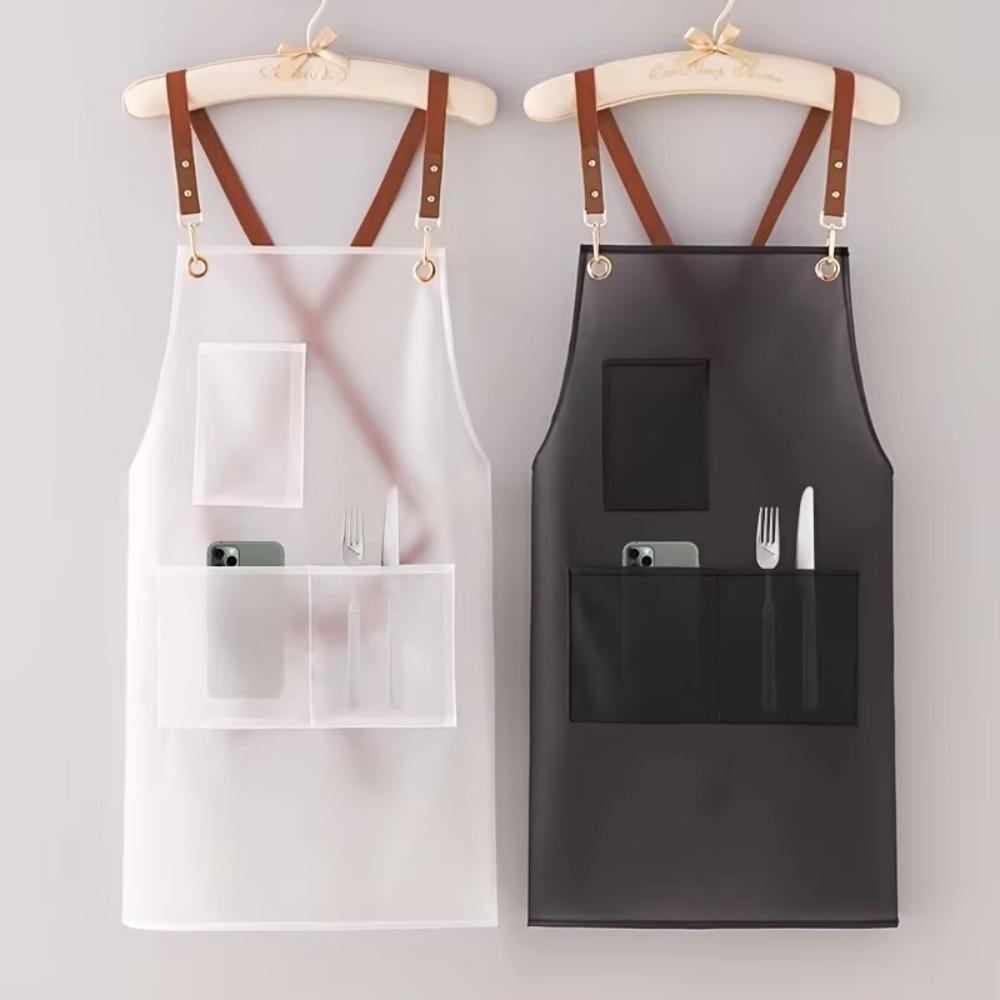 Waterproof Kitchen Apron Transparent Black Cleaning Aprons New Work Apron