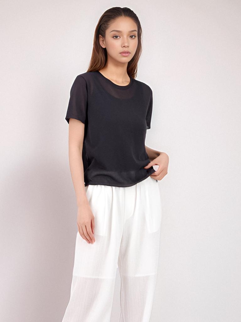ACUD Half Sleeve Sheer Knit_Grey