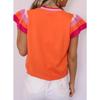 Women's Clothing Summer Round Neck Knitted Tops Clashing Sweet Short-sleeved Women's Jumper