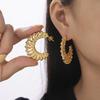 Minimalist Moon-Shaped Irregular C Earrings: Vintage Hollow Design, 18k Gold-Plated Copper