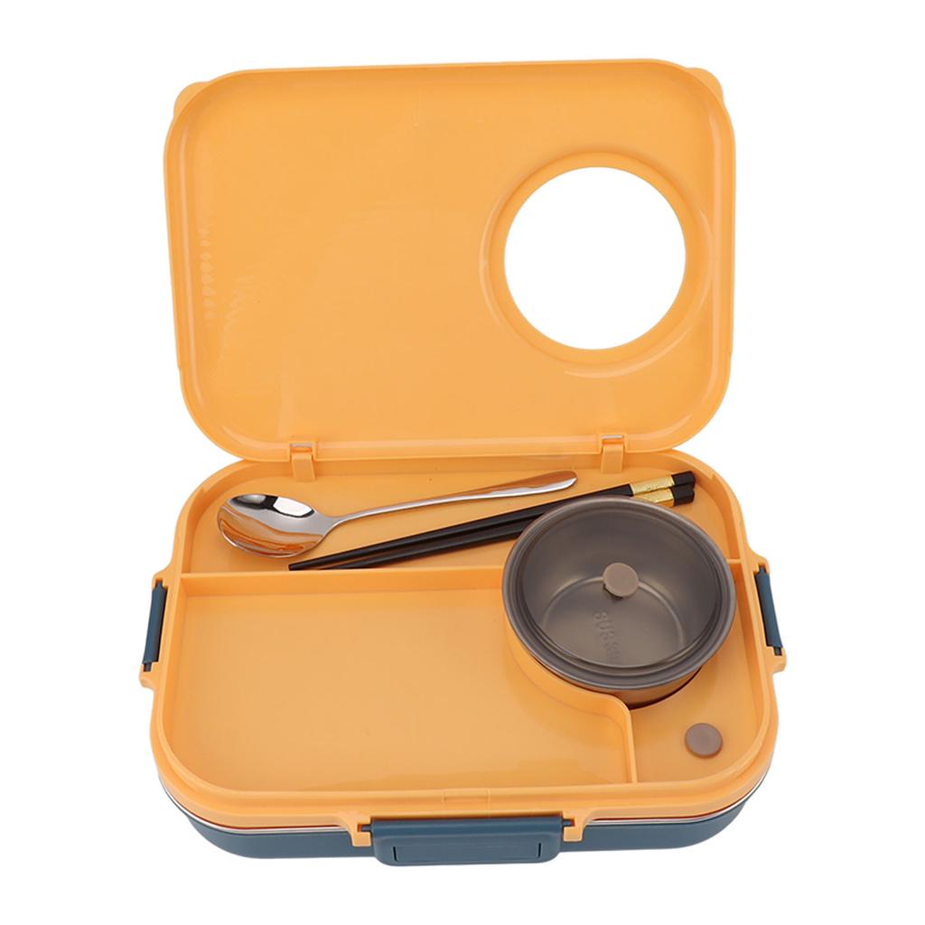 Bento Box 4 Compartments 1200ml 304 Stainless Steel Insulated with Soup Bowl Lid Spoon Chopsticks