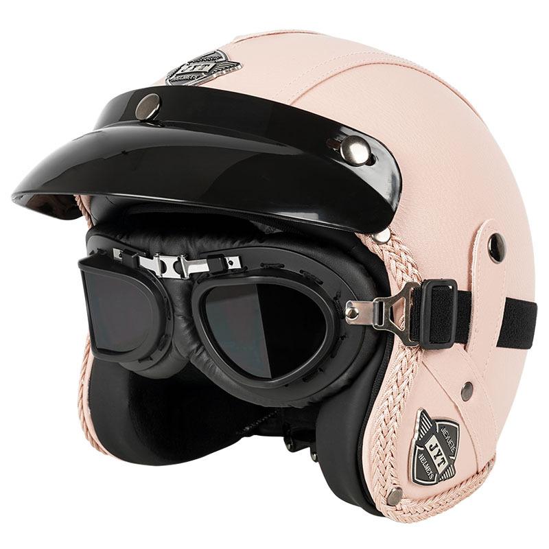 Casco de motocicleta Harley Prince Cruiser retro con certificación 3C, de cuero, para hombre y mujer, para todas las estaciones, para motocicleta eléctrica, 3/4/5