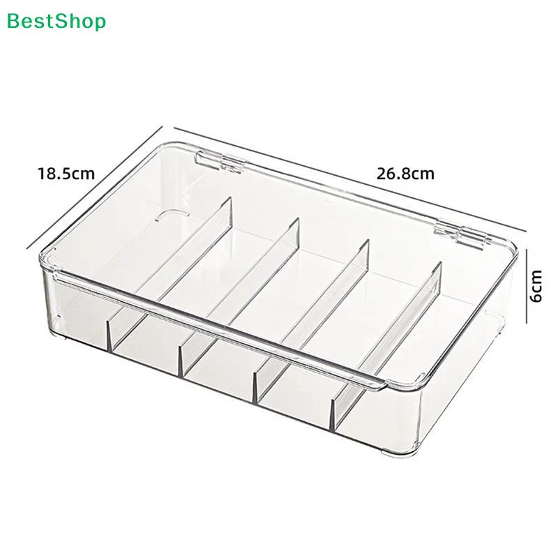 Clear Multi-Compartment Drawer Organizer - Stackable Plastic Storage Tray for Home & Office Supplies