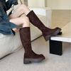 Spot retro boots tall knight boots thick-soled boots women's 2025 new thin mid-tube autumn and winter boots