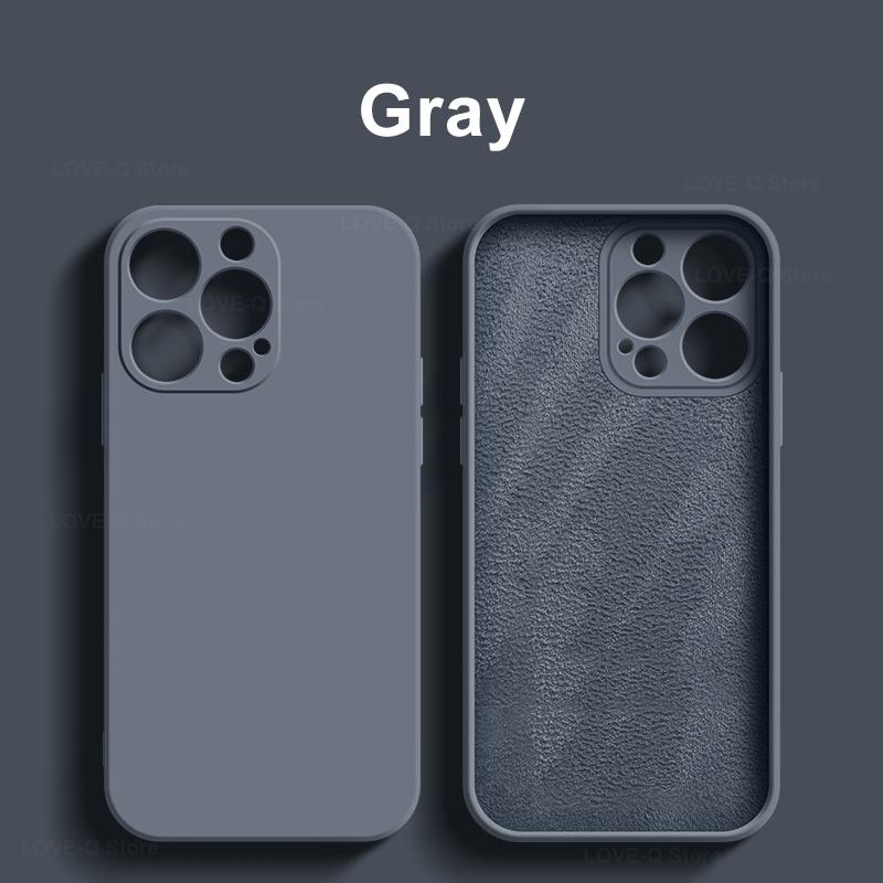 

Для жидкого силиконового чехла для телефона Apple iPhone 16 15 14 Plus 13 12 11 Pro Max Чехлы для iPhone 16 Pro Max Противоударный чехол For iPhone 16 Pro серый