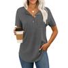Women LShirts Fall Clothes Casual Button Up V Neck Tunic Tops Loose Basic Tee