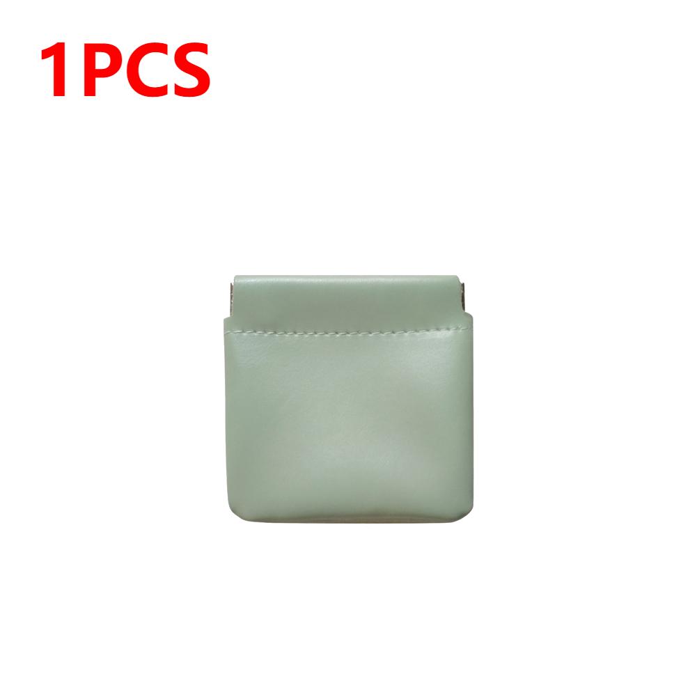 PU Leather Cosmetic Pouch Jewelry Storage Bag Self-Closing Portable Travel Bag Versatile Headphones Keys Storage Organizer Purse