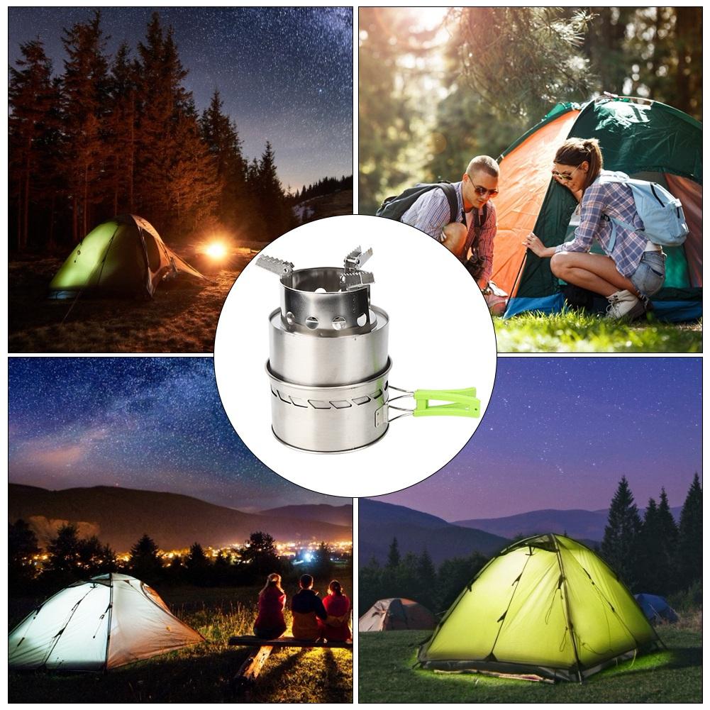 Outdoor Camping Equipment Windproof Wood Stove Cooking Stainless Steel Movable Oven Gas Cooker