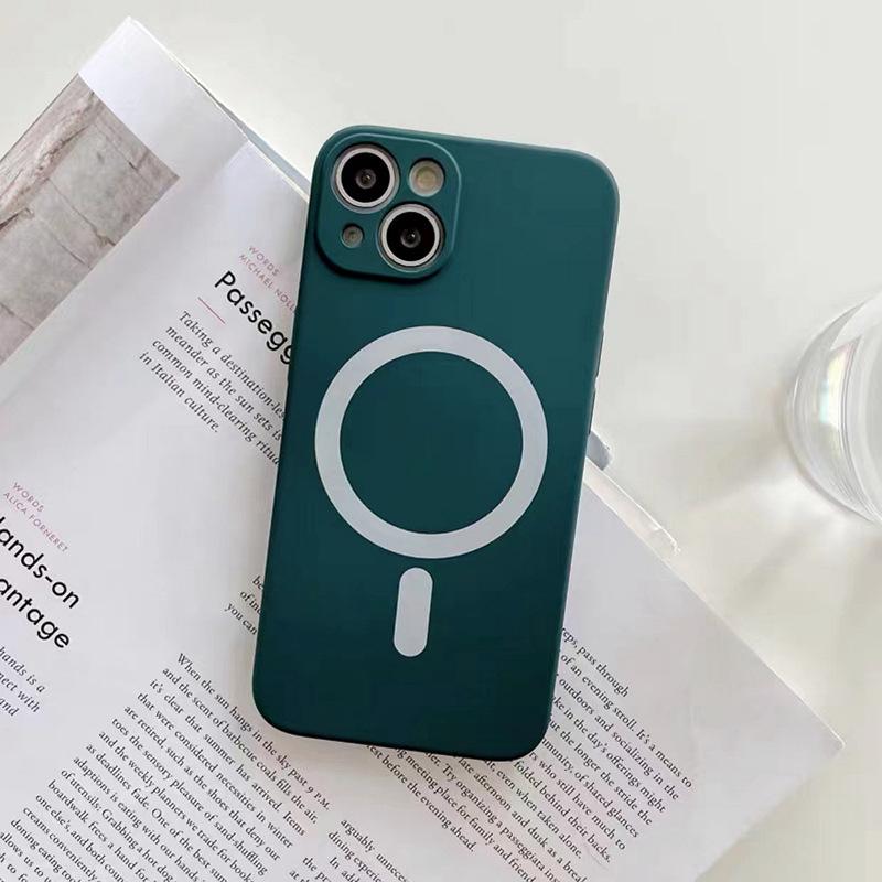Applicable To Apple 14promax Wireless Magnetic Suction Mobile Phone Case Magsafe Liquid Silicone Iphone15 Protective Case 3